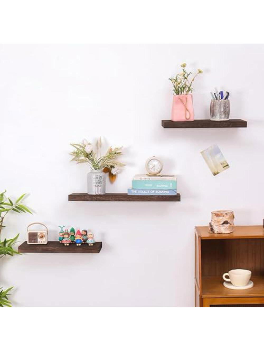Open Box Wooden Floating Wall Shelves - Set of 3